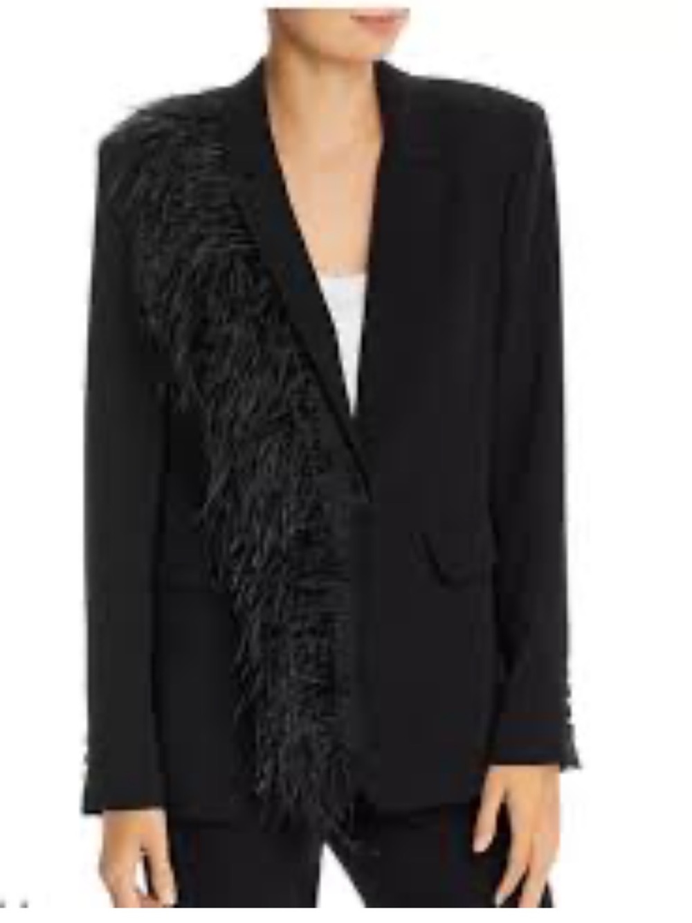 cinq a sept Black Portia Blazer with Ostrich Feather Trim